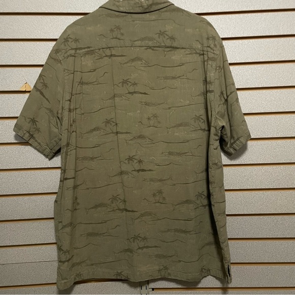 Men’s Columbia Short Sleeve Button Up Shirt XL River Lodge Fish Palm Trees EUC - Picture 2 of 6